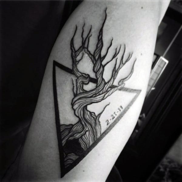 Small Tattoo Designs For Men Triangle Tree
