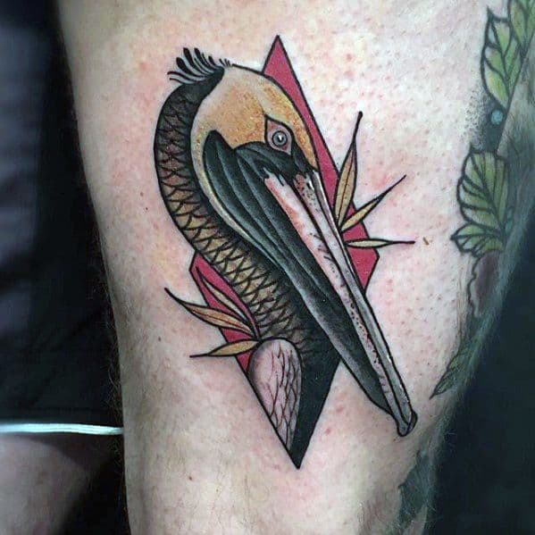 Small Thigh Pelican Male Tattoos