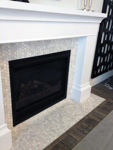 Small Tiles Pattern Fireplace Mantel Design Ideas