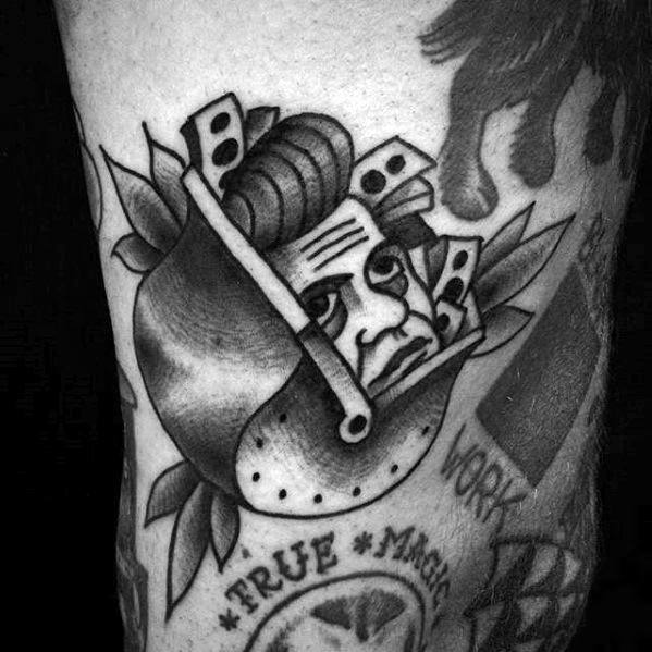 Small Traditional Leg Johnny Cash Guys Tattoo Ideas