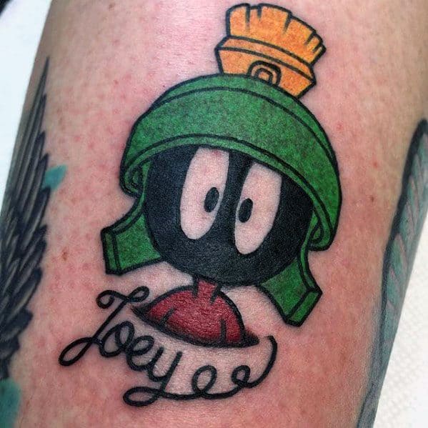 Small Traditional Mens Marvin The Martian Forearm Tattoos