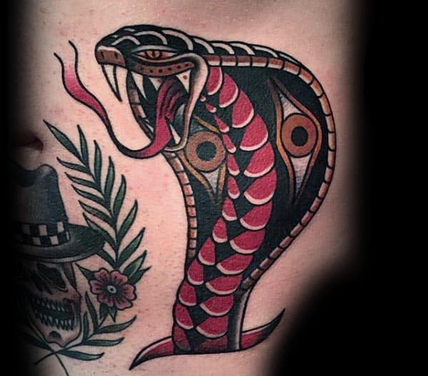 Small Traditional Naja Cobra Mens Tattoo