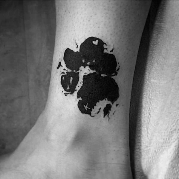 Small Watercolor Dog Paw Ankle Guys Tattoos