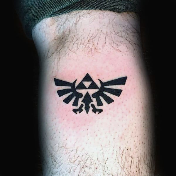 Small Zelda Triforce Mens Inner Arm Tattoos.