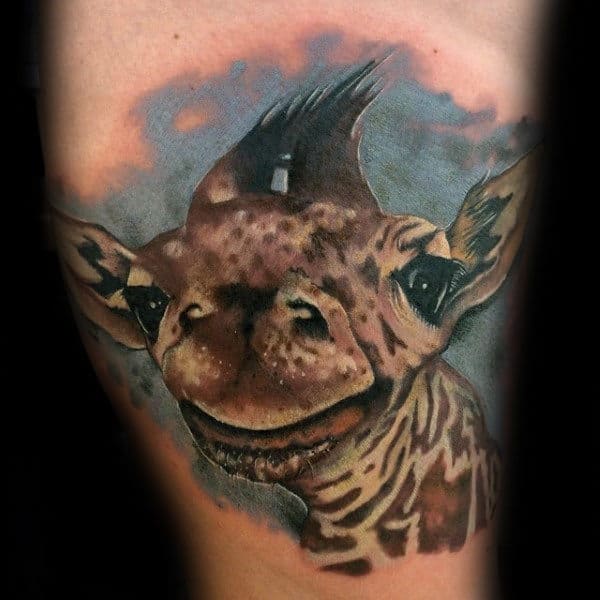 Smiling Giraffe Mens Arm Tattoos
