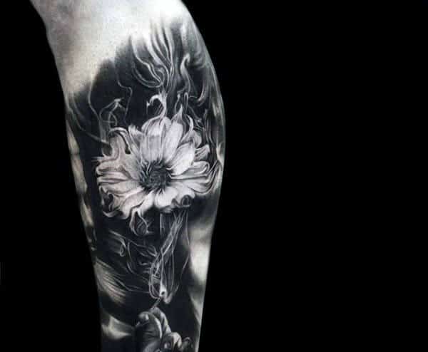 Flower Smoking Tattoo For Men