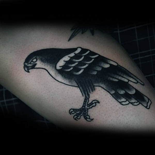 Smple Hawk Calf Tattoo For Men