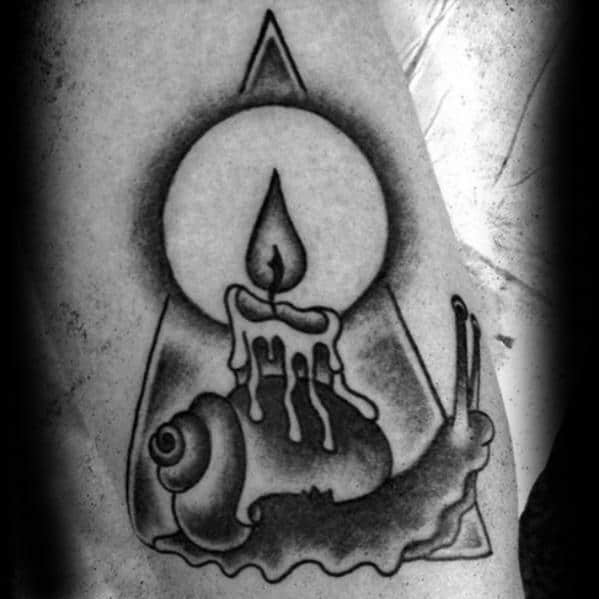 Snail With Candle Guys Traditional Arm Tattoo