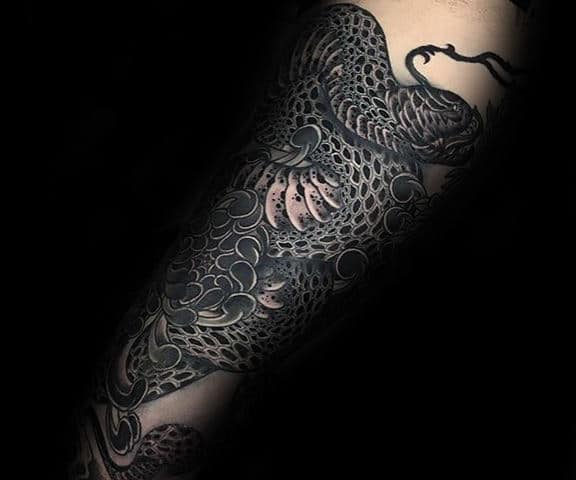 Snake And Chrysanthemum Flowers Male Forearm Tattoo Designs