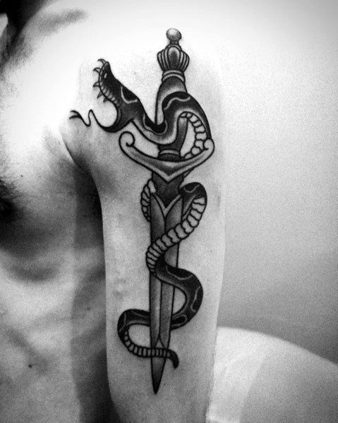 Snake Dagger Tattoo Design Ideas For Men