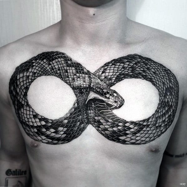 Snake Eating Tail Optical Illusion Mens Tattoo