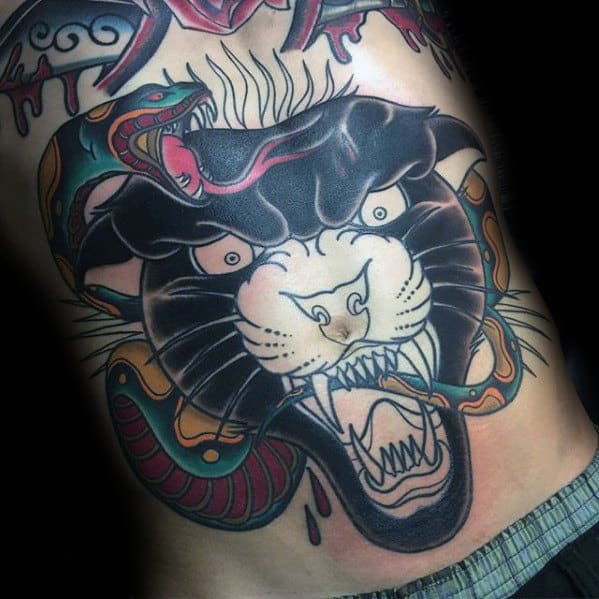 Snake Panther Guys Traditional Tattoo Ideas On Chest