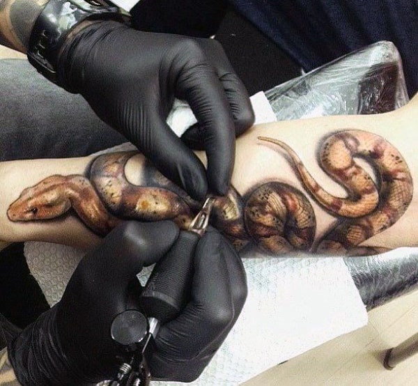 Snake Rose Tattoo Designs For Men