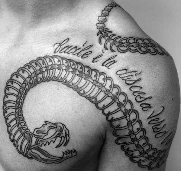 Snake Skeleton Tattoos For Men Shoulder