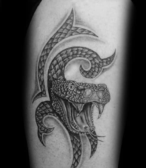 Snake Skin Guys Tribal Rib Cage Side Tattoo