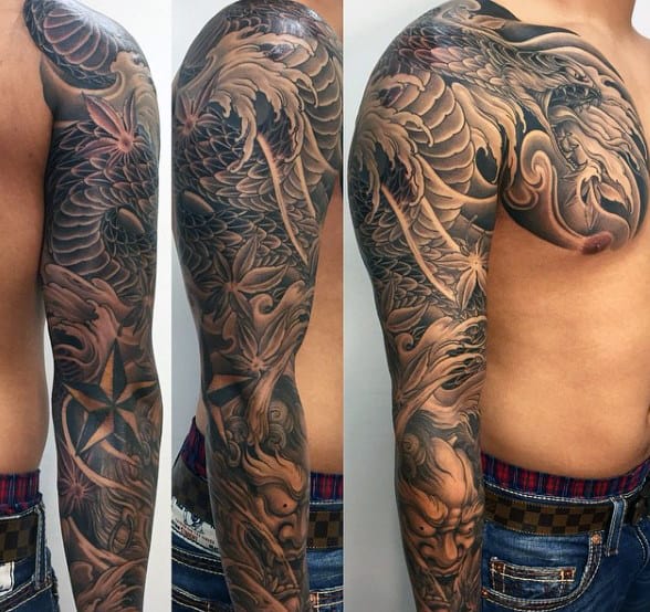 Snake Tattoo Guy's Arm Sleeve