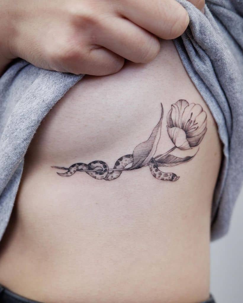 Snake Tulip Tattoo