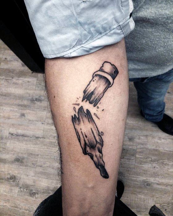 Snapped Pencil Tattoo Design Ideas For Males On Forearm
