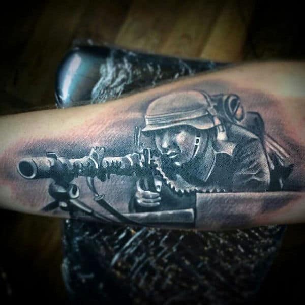 Sniper Tattoos Of Guns For Men On Bicep