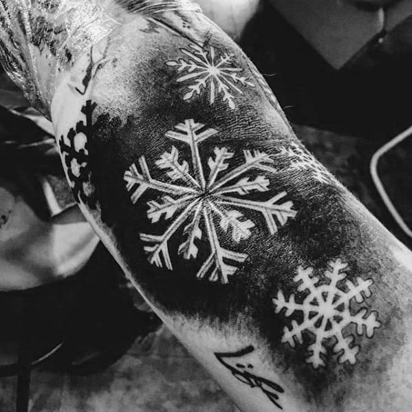 Snowflake Negative Space Guy With Ditch Tattoo Design