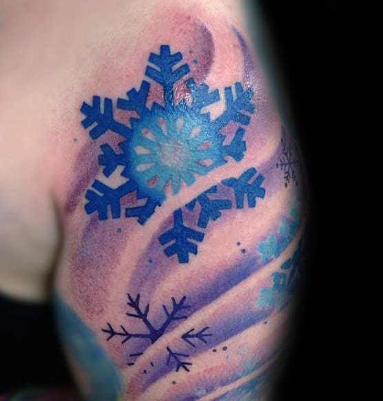 Snowflakes Blowing In The Wind Mens Arm Tattoos