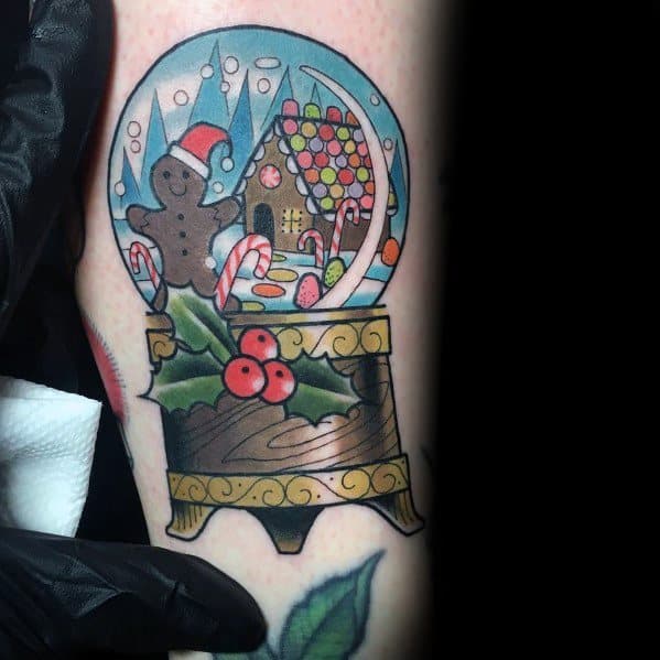 Snowglobe Christmas Tattoo For Males