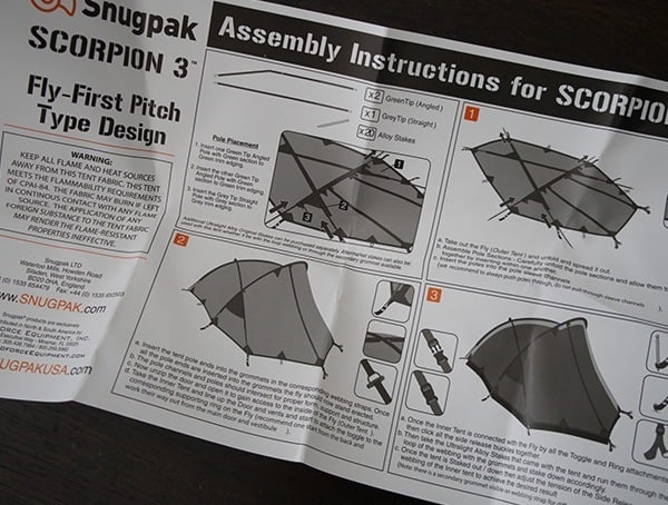 Snugpak Scorpion 3 Tent Assembly Instructions