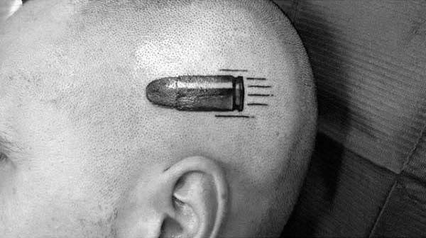 Soaring Mens Head Bullet Tattoo Design