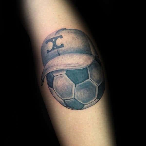 Soccerball With Hat Tattoos For Guys