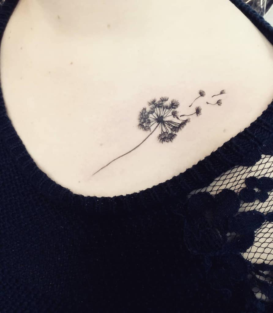 soft minimal dandelion tattoo