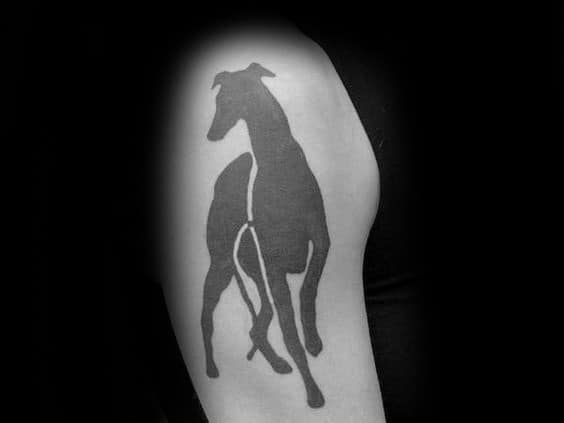 Solid Black Ink Arm Guys Greyhound Tattoo Designs