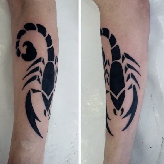 Solid Black Ink Male Scorpio Tattoos