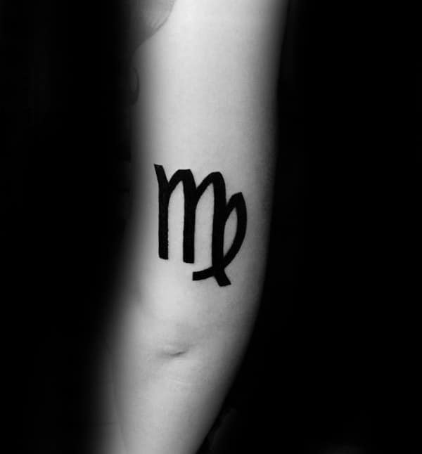 Solid Black Ink Tattoo On Male Virgo Design