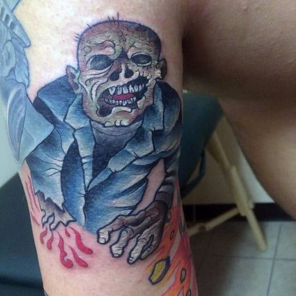 Soulless Corpse Zombie Bicep Tattoo On Guy