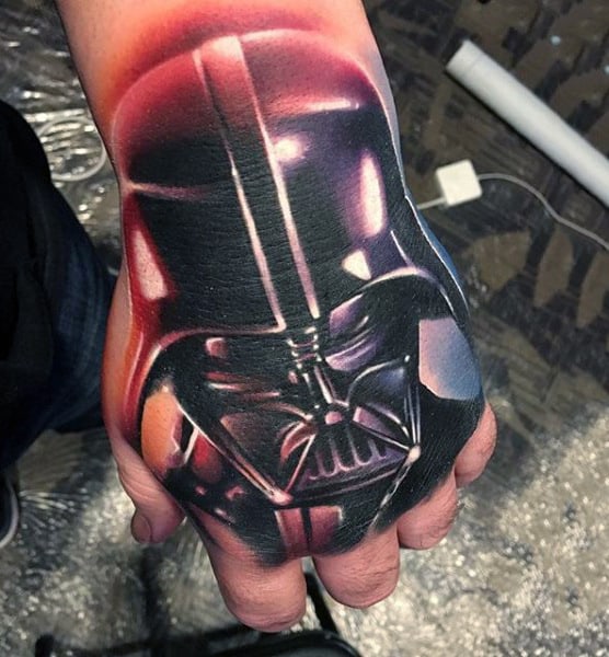 Sparkling Darth Vader Tattoo Male Hands