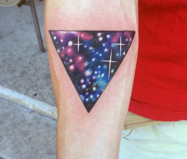 Sparkling Triangle Tattoo On Arms For Guys