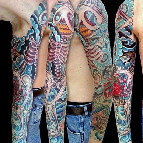 Spectacular Surfing Tattoo Male Full Sleeves