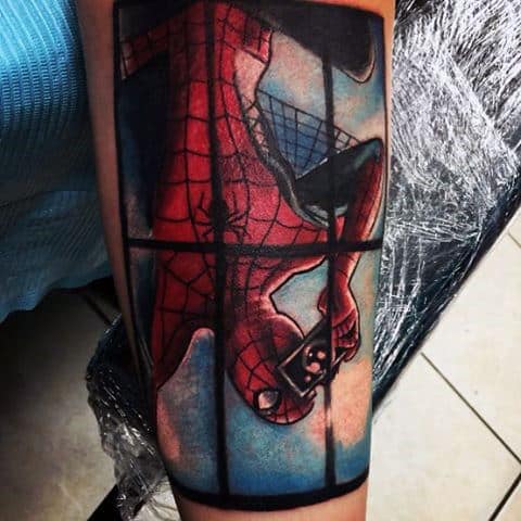 Spiderman Cam Tattoo Male Forearm