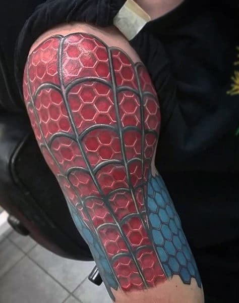 Spiderman Texture Tattoo Guys Arms