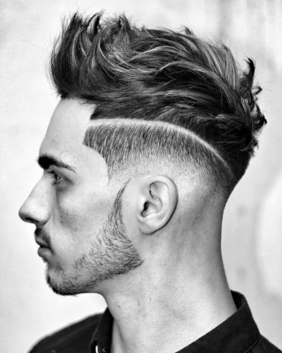Spiky Wavy Mens Trendy Hair With Side Fade