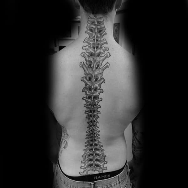 Spinal Cord Bones Back Guys Tattoos