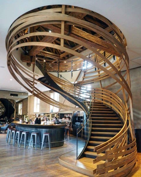 spiral wood staircase