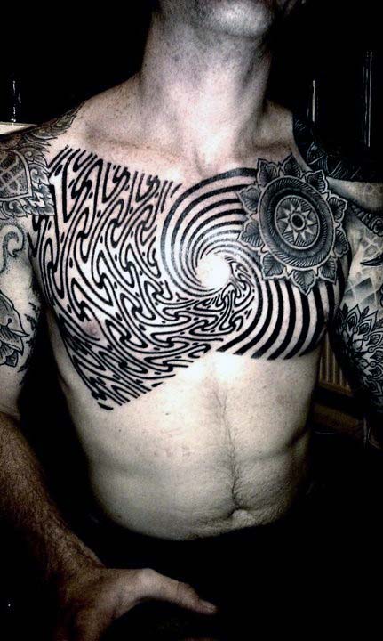 Spiral Mens Pattern Nice Chest Tattoos