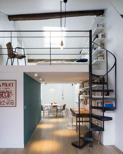 Spiral Staircase Cool Studio Apartment Design Ideas