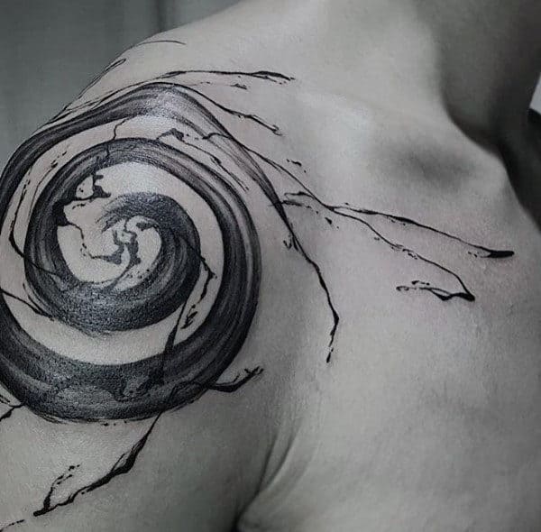 Spiral Watercolor Unique Male Shouldr Tattoo Designs