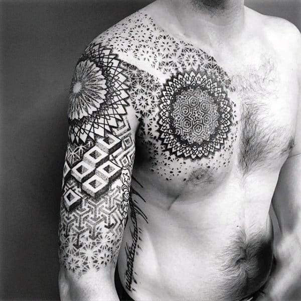 Spiritual Buddhist 3d Tattoo On Arms And Chest For Men