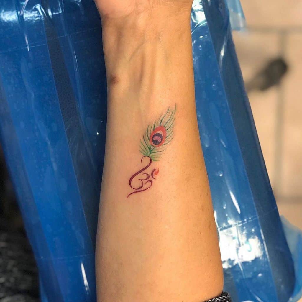 Spiritual Indian Peacock Feather Tattoo