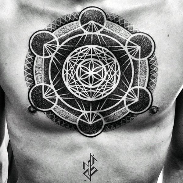 Spiritual Sacred Geometry Tattoo Chest Designs For Males