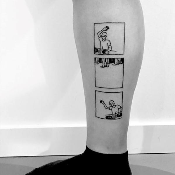 Square Blocks Music Dj Mens Cool Simple Side Of Leg Tattoo Ideas