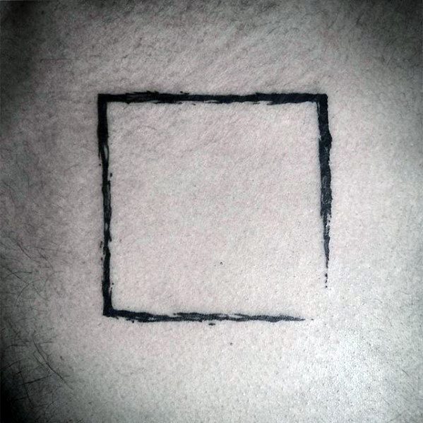 Square Paint Brush Stroke Mens Simple Line Tattoo On Chest